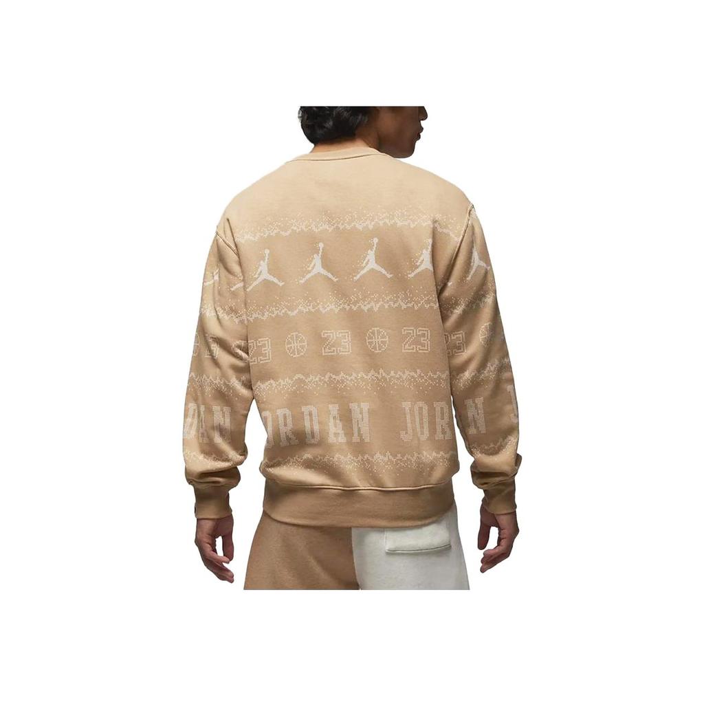Jordan Essentials Holiday Logo Print Fleece-Lined Casual Long Sleeve Sweatshirt Men Tops Maize FD7464-200