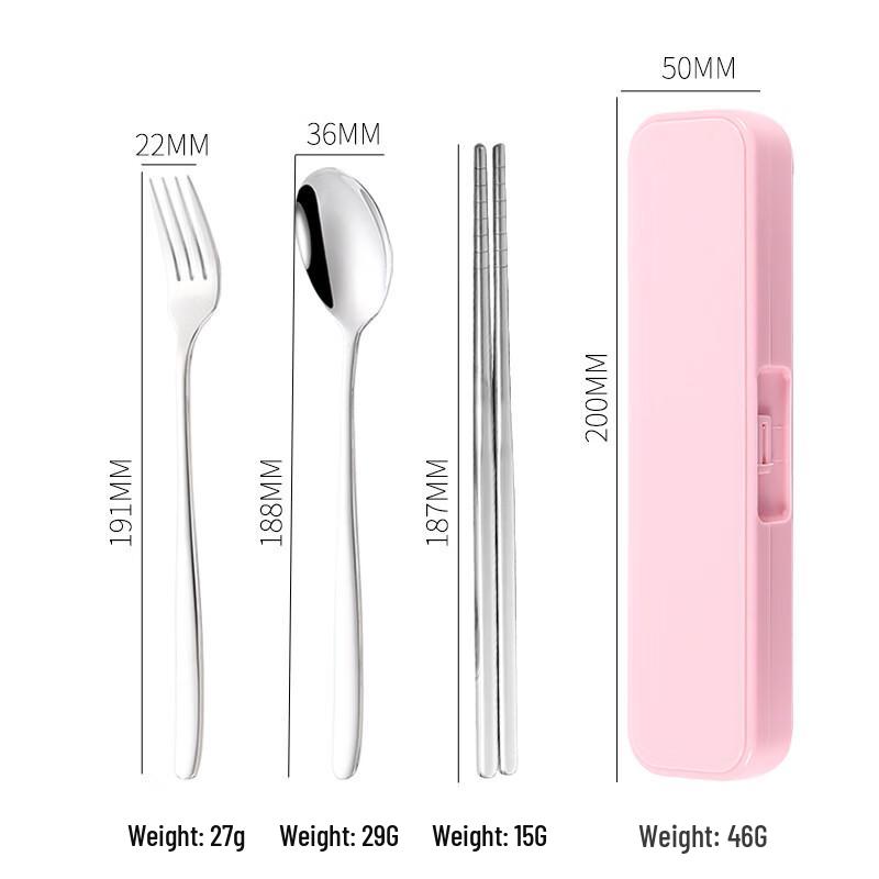 Abay Pink Portable 304 Stainless Steel Cutlery Set (2-Pack)