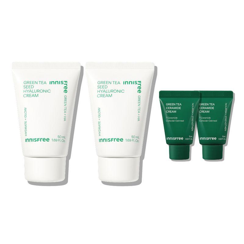 Green Tea Seed Hyaluronic Acid Cream 50mL (Tube) 2pcs + Green Tea Ceramide Cream 15mL 2pcs