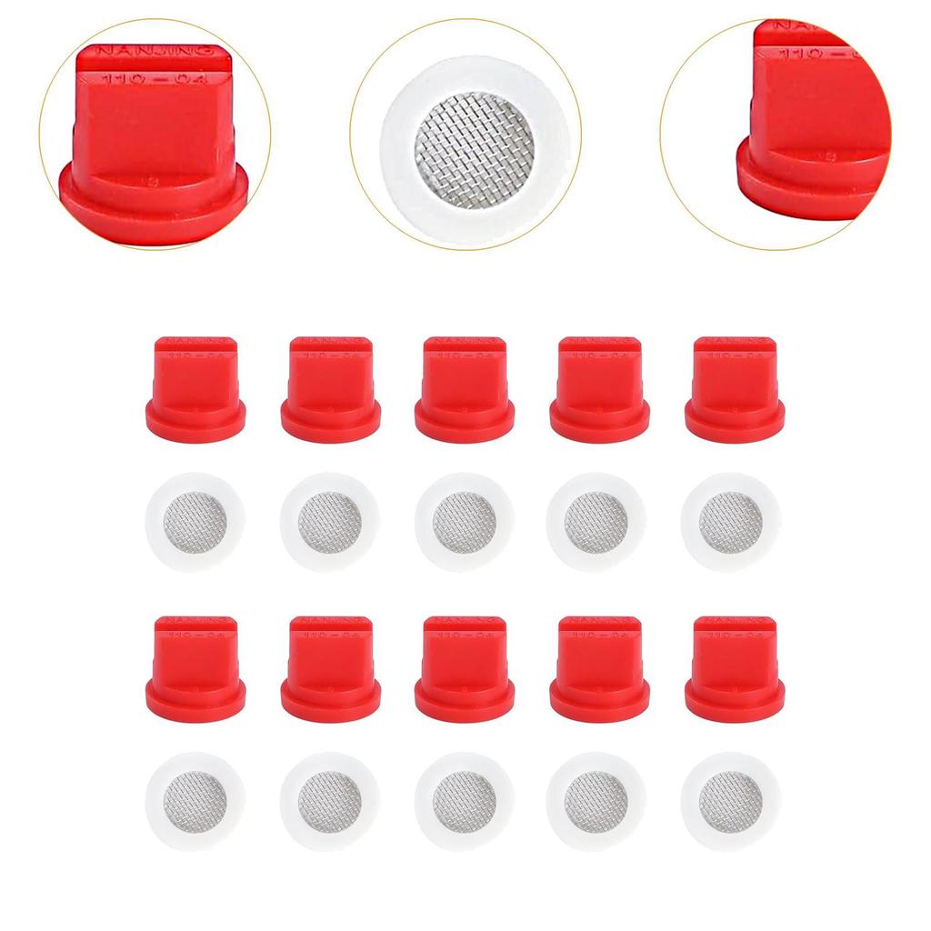 10Pcs Flat Fan Spray Tip Nozzles Replacement with Filtering O Rings 110° for