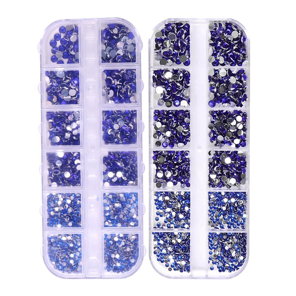1500Pcs/box Nail Art Rhinestones 12 Grids Flatback Round Crystal Diamond Nail Gems Nail Art Decorations Manicure Accessories