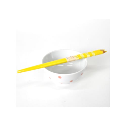 Aoba Chopsticks, Dishwasher Safe, Natural Wood, Colored Pencil, Border, Yellow, 22.5cm