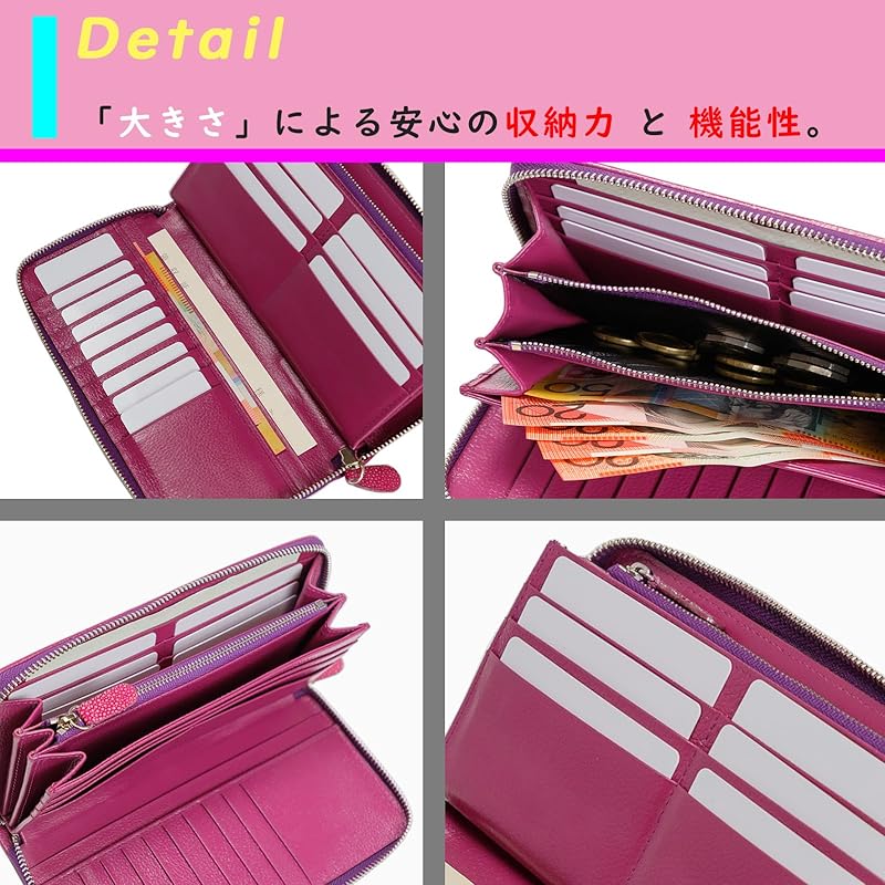 stingray long wallet wallet large capacity genuine leather leather luxury stingray leather round zipper coin polish luster Popularity (green)