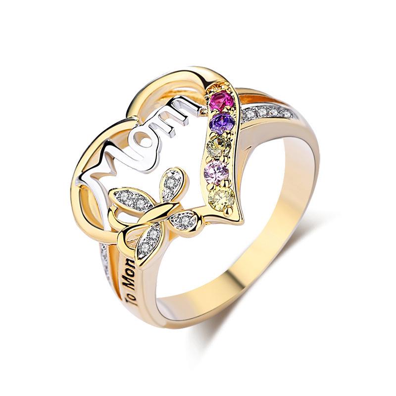 Hand-decorated Love-shaped Mother's Ring Mother's Day Gift MOM Ring