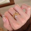 Xiaohongshu Gold Twin Star Ring: Elegant Beaded Sparkle