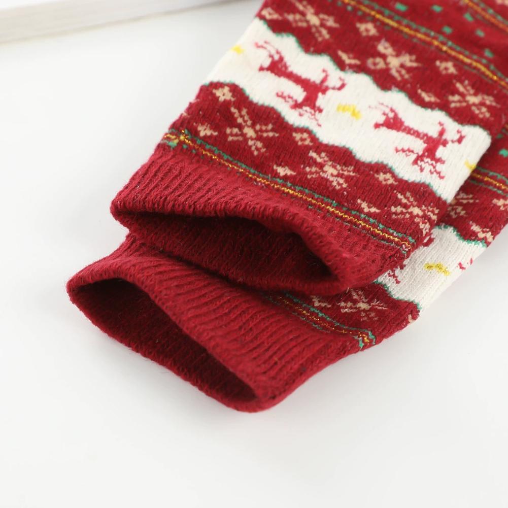 5 Paar Niedliche Rentier Schneeflockenmuster Damen Mid-Tube Socken für Weihnachten Winter Dick und Warm Hausbodensocken