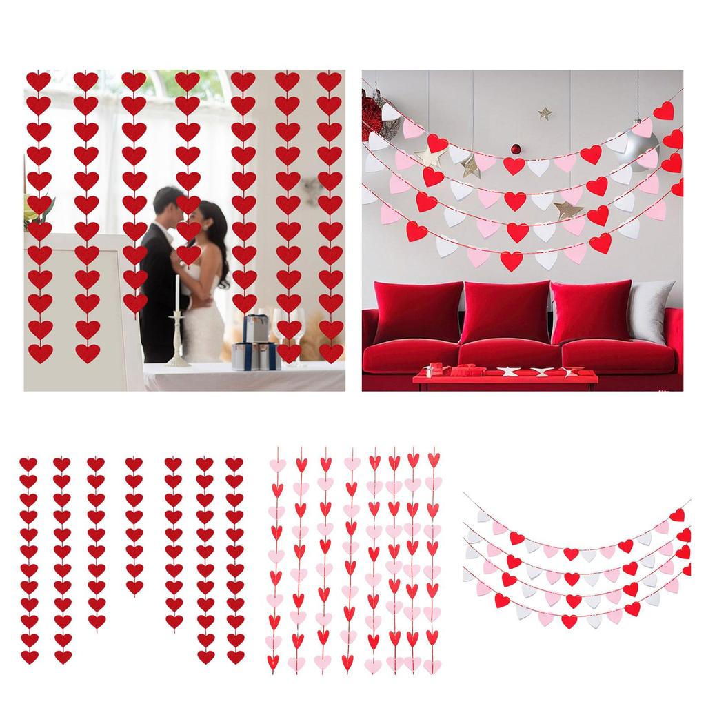 Felt Heart Garland Banner Valentine's Day Decoration Wall Decoration Romantic