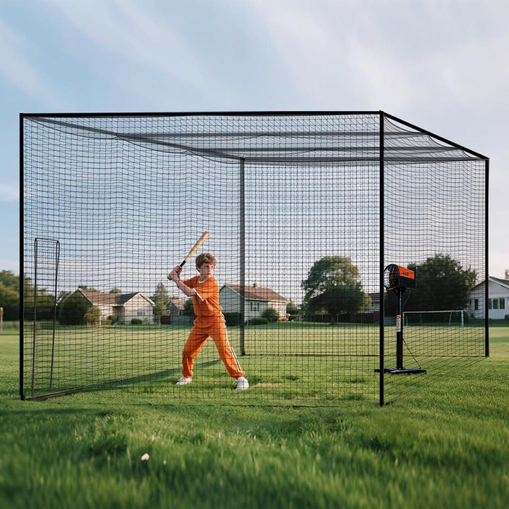 Baseball Batting Cage, 12700 X 3900 X 3080mm Freestanding Portable Batting Cage, Hitting Cages with 30-Ply Knotted HDPE & Carabiner Hooks, Battings