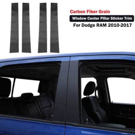 Real Carbon Fiber Window Center Pillar Sticker Trim Decal For Dodge RAM 2010-17
