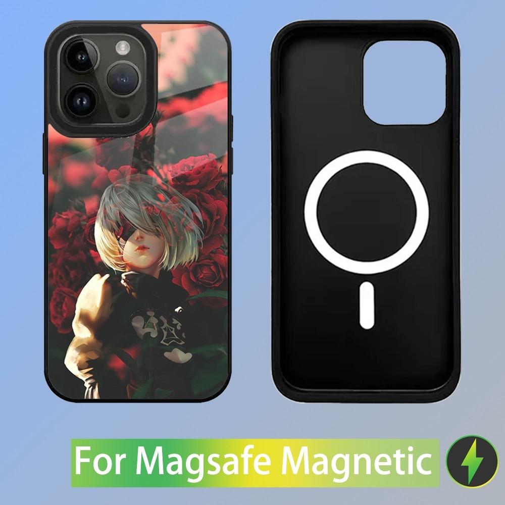 Anime N-NieR Automata 2B Phone Case For iPhone 15,14,13,12,11,Plus,Pro,Max Mini Magsafe Magnetic Wireless Charging