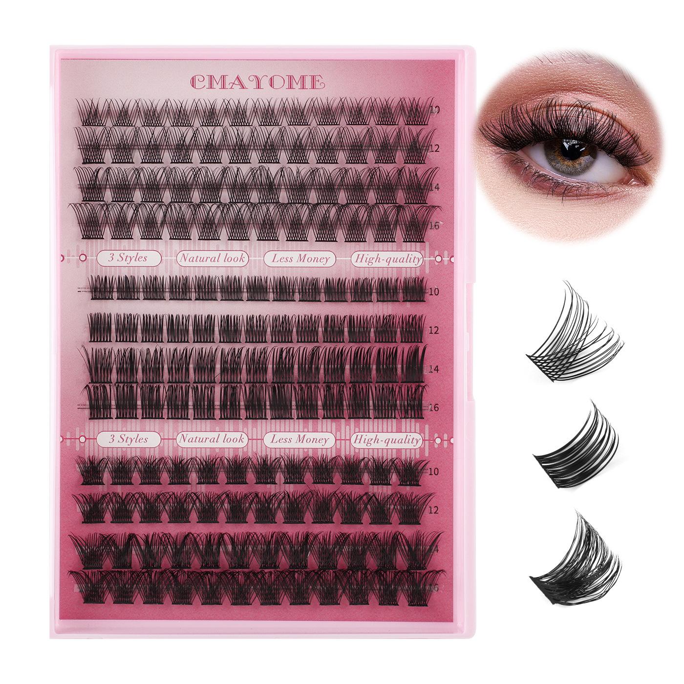 

148 пучков смешанные C-изгиб накладные ресницы набор пудреница DIY сегментированные густые одиночные пучковые ресницы