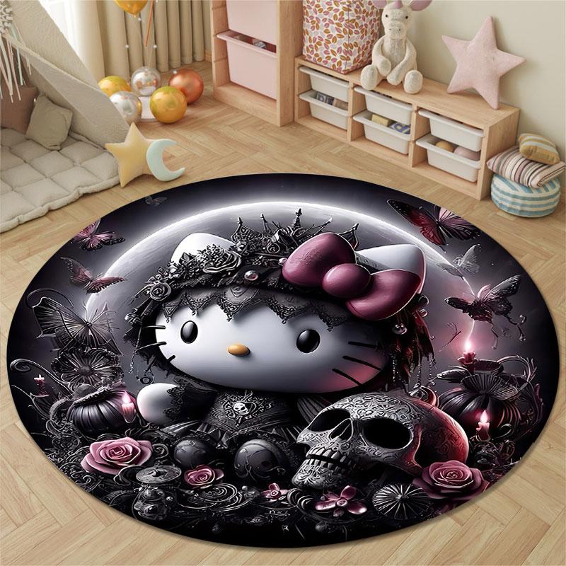 Modern Round Mandala Multicolor Rug Mat, Non-Slip Floor Mat for Entryway
