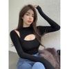 Slim-Fit Semi-High Neck Long-Sleeve Top for Women - 2024 Spring/Autumn/Winter Collection