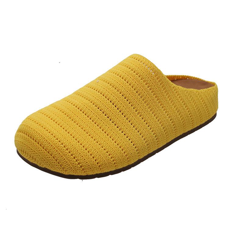 

Тапочки Baotou, женская верхняя одежда, летняя, новая, с одной педалью, ленивая, модная, классная, дышащая, полая обувь, полуперетаскиваемая 40 жёлтый