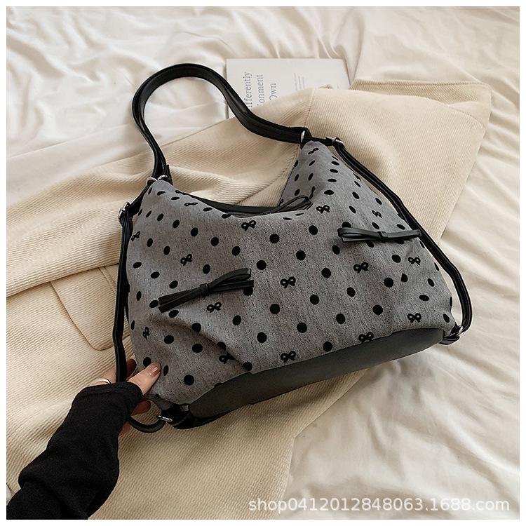 

Canvas backpack women s 2025 new large-capacity leisure trend commuter tote bag multi-functional shoulder messenger bag сірий колір