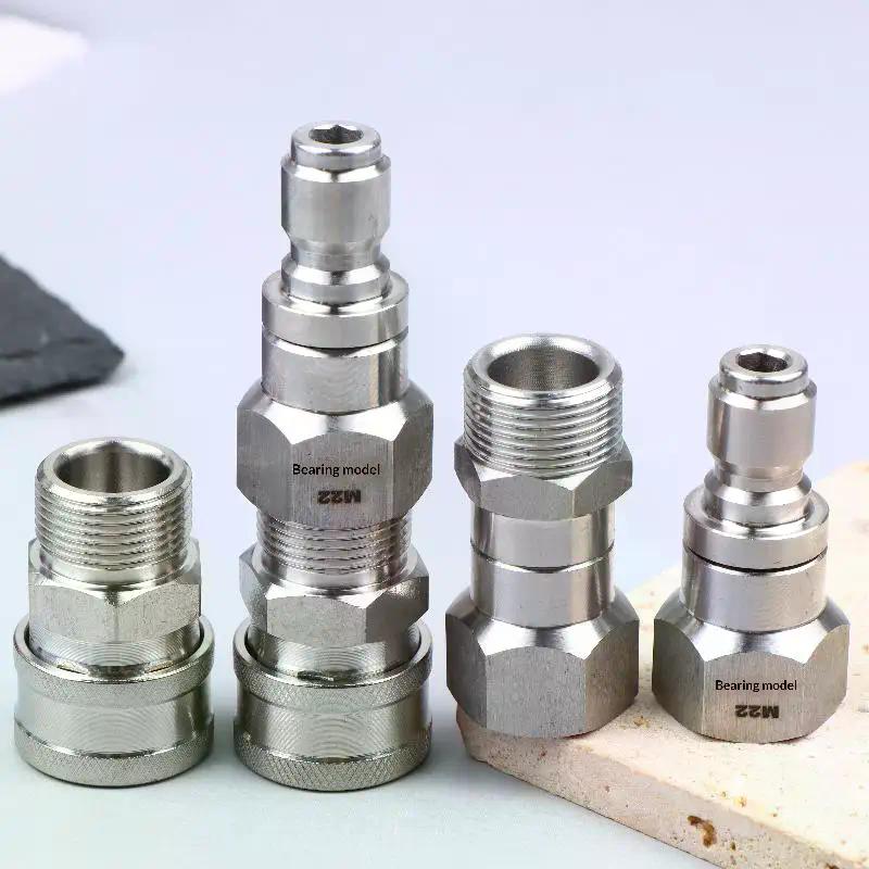 M22 14mm/15mm Pressure Washer Swivel Fitting - 360° Kink Free Anti-Twist 5000PSI To Hose Male Thread