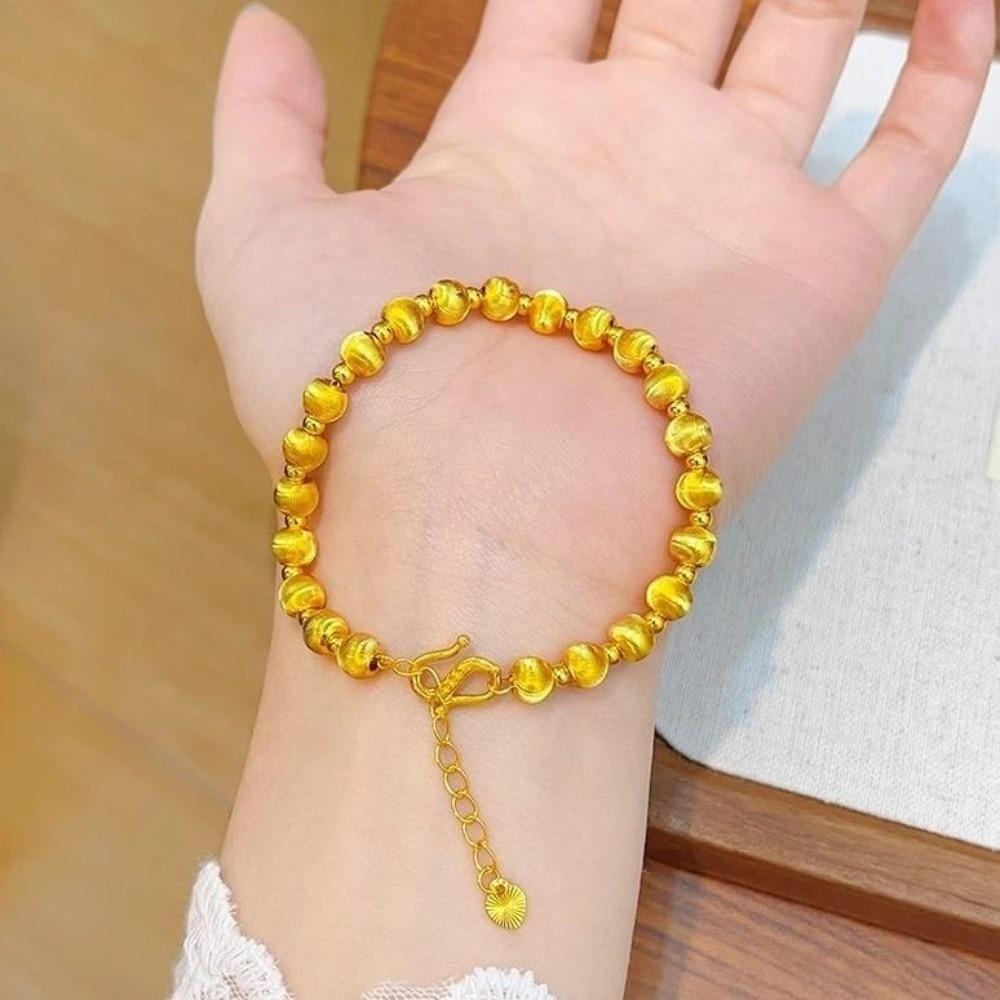 Intertwined Pattern Gold Cat's Eye Bracelet Lucky Round Gold Hand Chain Women's