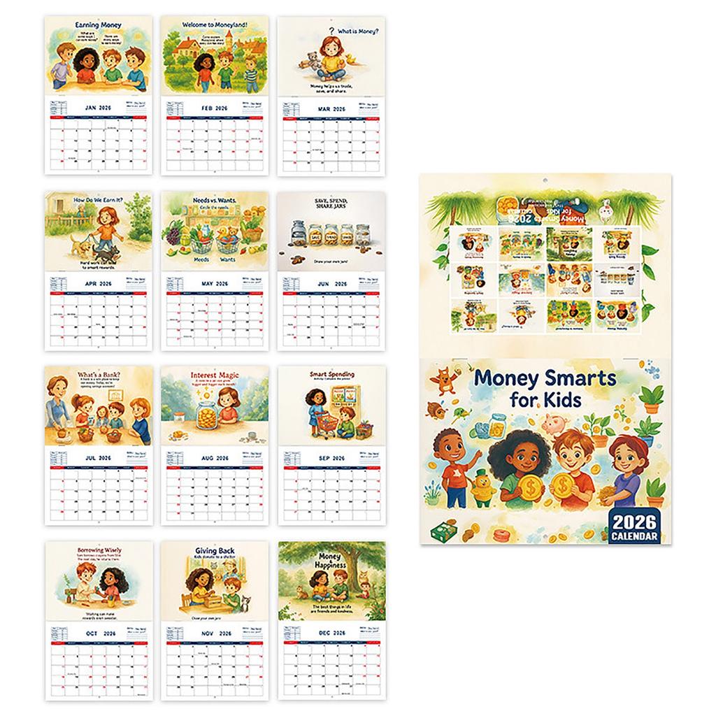 Kids Financial Literacy Smart Calendar – Money Management Learning Chart & Habit