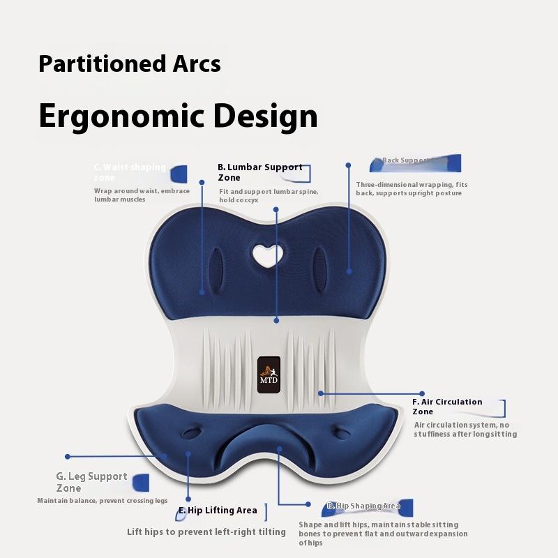 Waist protection, corrective massage, memory cotton seat cushion, integrated backrest office sedentary home anti-hunchback seat cushion
