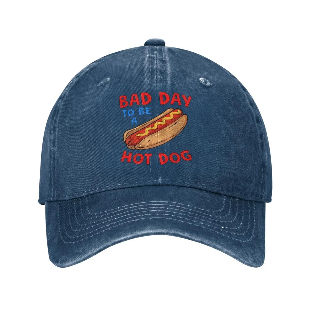 Bad Day To Be A Hot Dog Baseball Cap Sun Wieners Funny 4th Of July Adjustable Washed Trucker Hat FeUnisex Unisex Baseball Caps