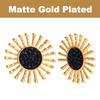European and American old money style retro sunflower stud earrings female black crystal exaggerated design texture