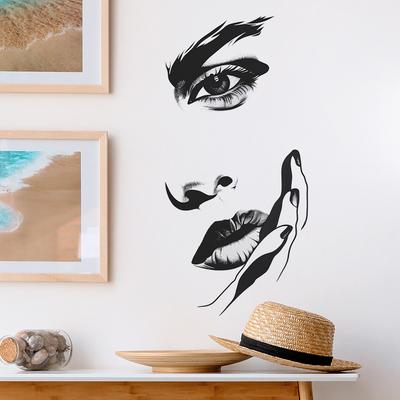 Adesivo da Parete Donna che si Tocca il Viso Autoadesivo per Camera da Letto Soggiorno Decorazione Sfondo Casa