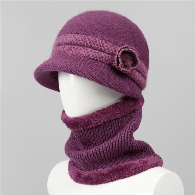 Autumn and winter hats, women's wool hats, winter velvet warm and cold-proof knitted hats