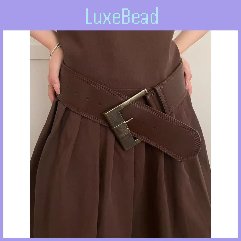 Vintage Chic Brown Pu Wide Belt For Women Perfect For Dresses And Stylish Outfits
