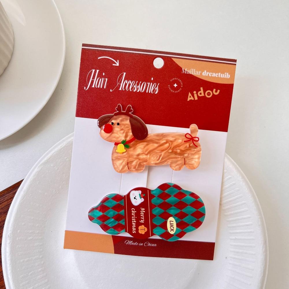 

Kitty Acrylic Cat Hair Clip Xmas Christmas Hair Clip Gift Puppy Side Clip Party Style C