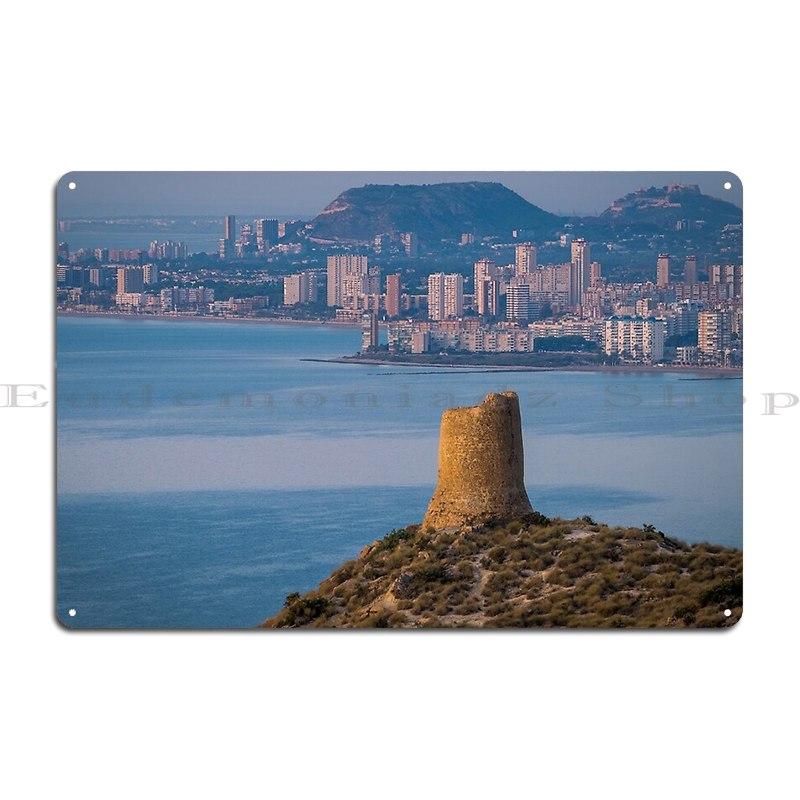 Alicante Spain Iron Statue of a Medieval Warrior At Santa Barbara Castle Metal Plaque Classic Plaques Club Bar Tin Sign Poster