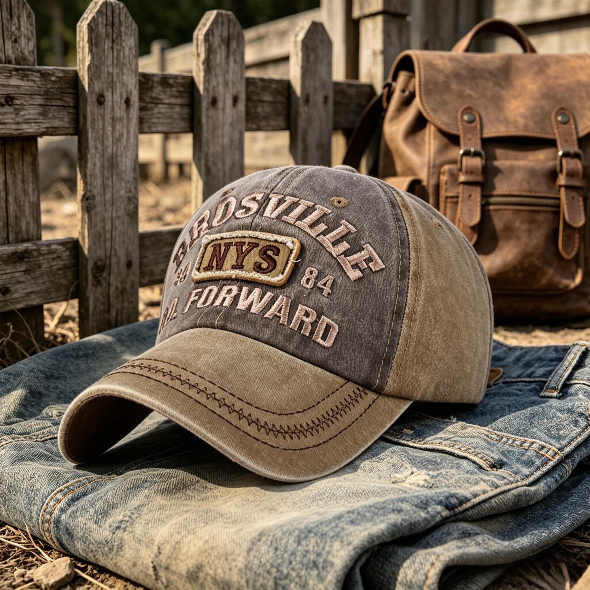 Brosville Nys 84 Retro Baseballkappe Gewaschen Used Trucker-Kappe Herren Damen Lässig Outdoor Sport Verstellbarer Sonnenhut Adjustable gray