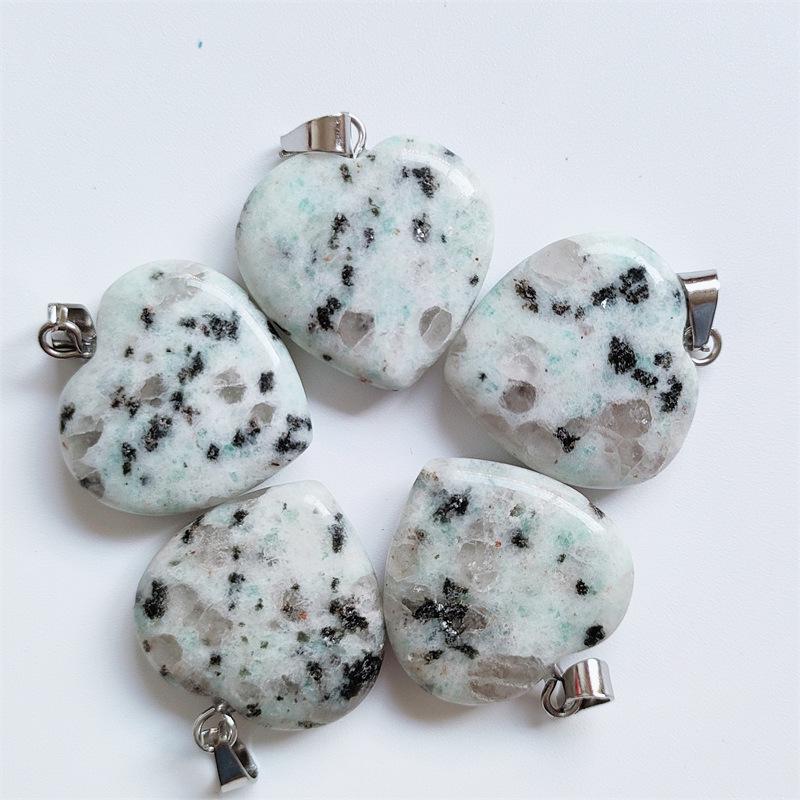 Heart-Shaped Natural Agate Pendant Necklace - 20mm Crystal Stone