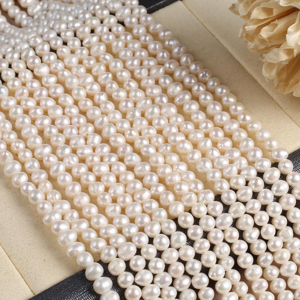 1String, White Natural Freshwater Pearls, 4.5-5mm, Handmade Near Round Pearl Beads for Jewelry Making DIY, Cheapest Items Available 36cm