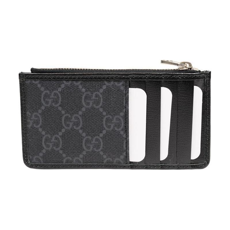Gucci Double G Series Presbyopia Logo Short Canvas Canvas Bag Wallet Card Holder Coin Purse Men's Black