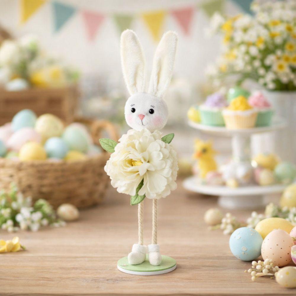 Happy Easter Standing Easter Bunny Ornament Cute Colorful Bunny Decor Cartoon Handmade Bunny Figures Baby Shower