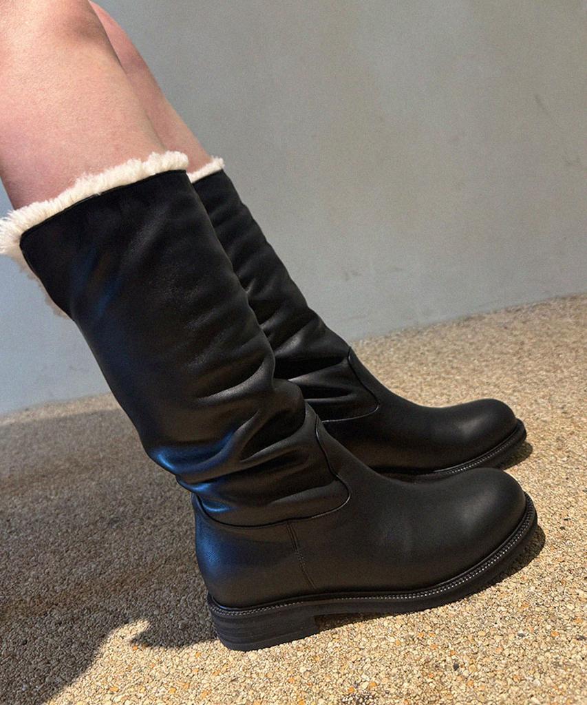 Leah Velour Fur Boots _Black