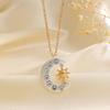 Rhinestone Crystal Moon Star Necklace Exquisite Tassel Design Rhinestone Necklace  For Women