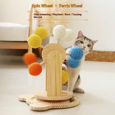 Cat Scratching Board Solid Wood Turntable Sisal Grinding Claws To Amuse the Cat Without Falling Crumbs Cat Toy