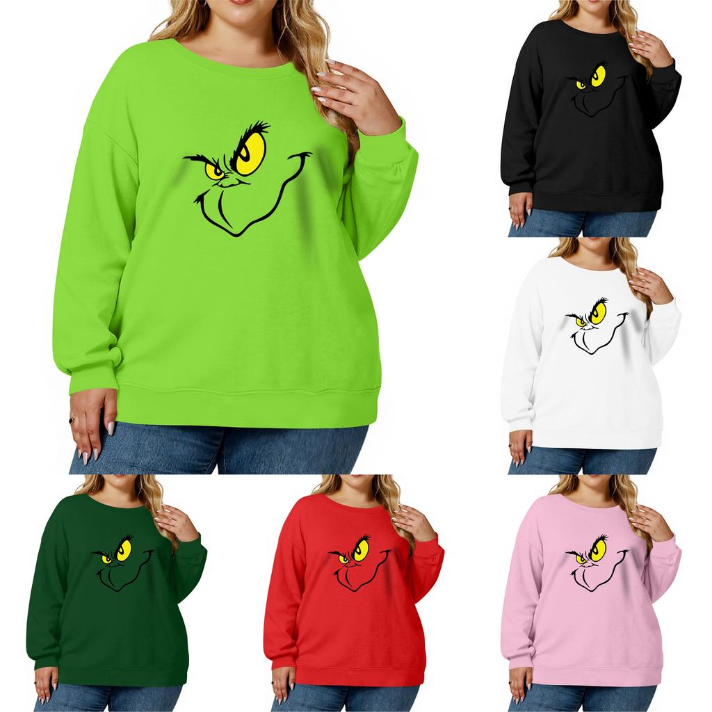 Women's Fashionable Casual Plus-Size Long Sleeve Pullover Printed Sweatshirt