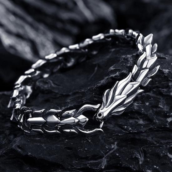 Vintage Dragon Studded Bracelet Men Punk Style Retro Studded Keel Bracelet Hip Hop Bangle Jewelry Gift