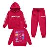 Kids' Long Sleeve Loose Pullover Letter Print Drawstring Hooded Sweatshirt Sweatpants Set