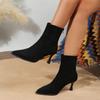 Suede Boots Women's Elastic Thin Boots Spring and Autumn New French Pointed Short Boots
