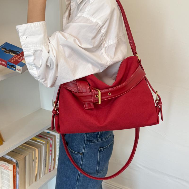 2026 Korean Style One-Shoulder Women's Large Capacity Crossbody Bag - High-End Solid Color Tote