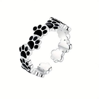 Cute Cat Claw Ring Woman, Oil-Dripping Paw Print Fashion Ring, Sweet Daily Wear Jewelry