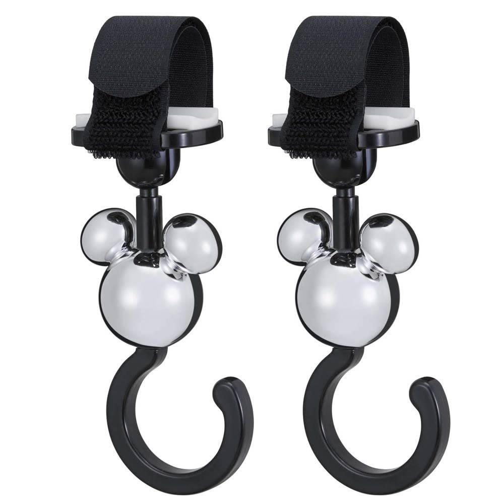 

Napolex Stroller Hooks, Set of 2, Disney Mickey Silhouette, Easy Installation with Velcro, 360-Degree Rotation, Car Headrest Mount, Buggy Hook,
