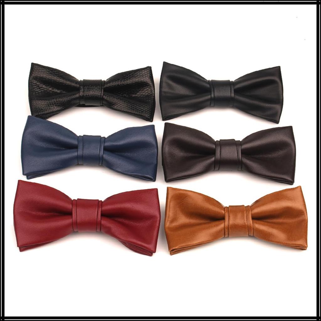 [White Fang] PU Leather Bow Tie, Simple Design, Fashionable, Stylish, Men's & Women's, NC093 (Red)