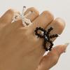 Salircon Neues 2er Set CCB Imitation Perlen Schleifenring für Damen Einfach Elegant Perlen Perlen Fingerring Damen Schmuck Geschenk