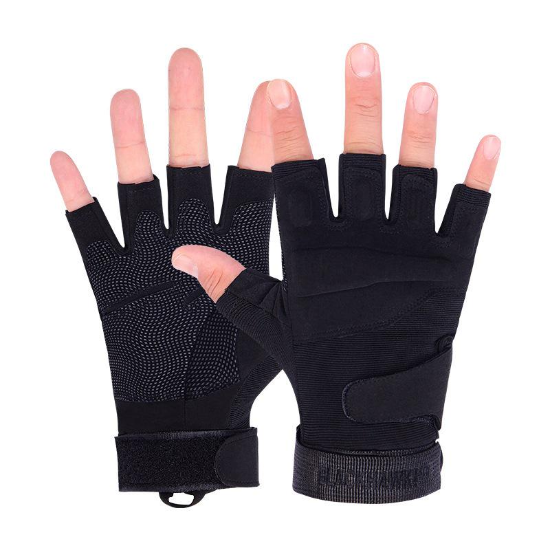 Men's Black Eagle Non-slip Half-finger Sports Gloves for Weightlifting, Cycling, & Motorcycling
