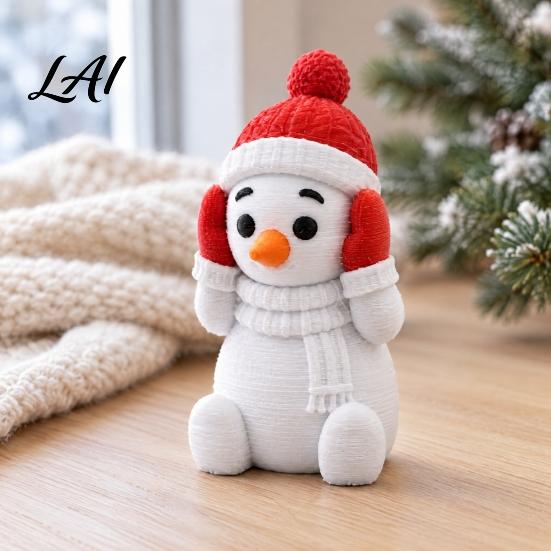 Decorative Winter Desk Accessory 3D Printed Snowman Figurine See No Evil Speak Hear Cute Home Decor Christmas Ornament for Holiday And Office