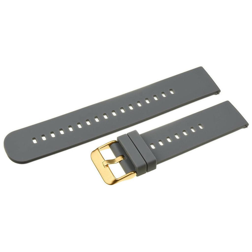 Rubber Watch Strap U27 - Dark Grey/Gold - 22Mm